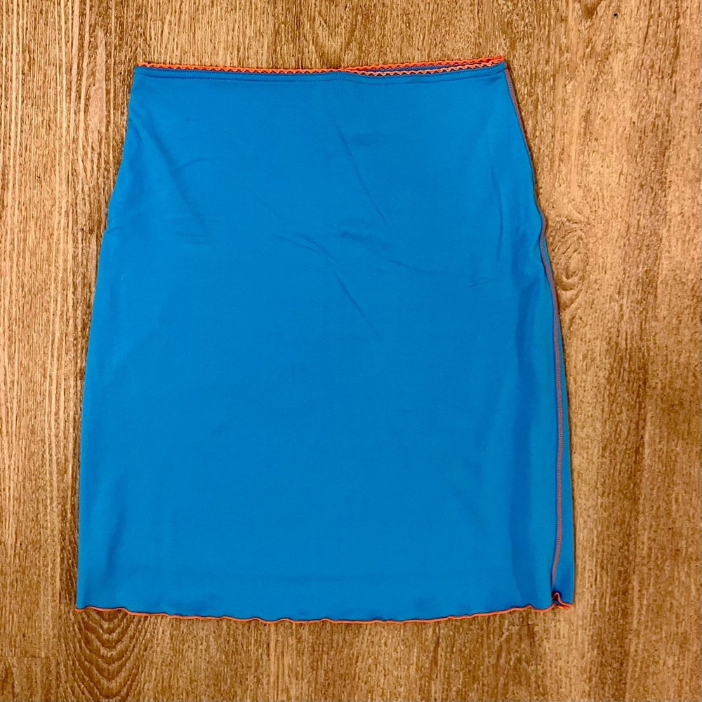 Guess Blue Spandex Body Con Skirt with Orange Trim (never worn)